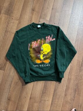 Velva Sheen sweatshirt I TAWT I TAW Las Vegas 1994 tweety bird Warner bros. S